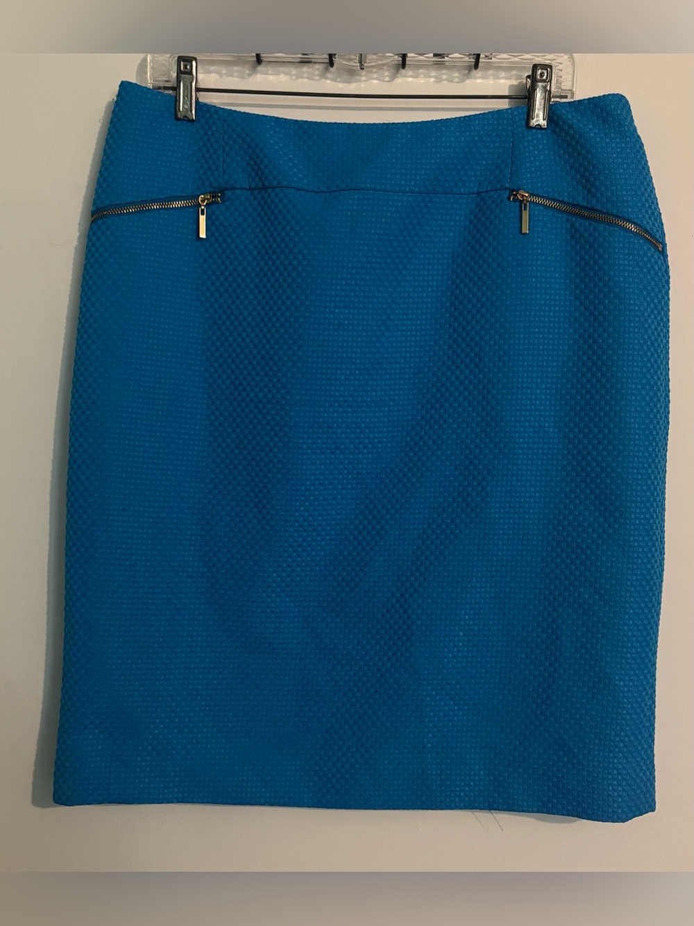 Y2K Kasper Womens 10 Pencil Knee Length Texture Gold Turquoise Blue Skirt